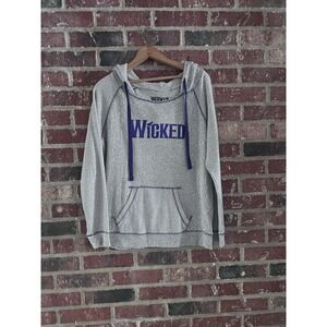 Wicked Green For Good Knitted Hoodie Light Gray Purple Cozy Womens Med